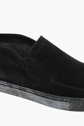 Rubber Sole Suede Slip On Sneakers