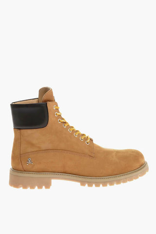 Nabuk Ankle Lace-up Booties 