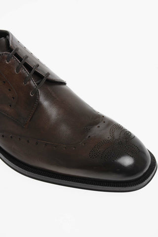 Brogue Leather Derby Shoes with Cuir Sole