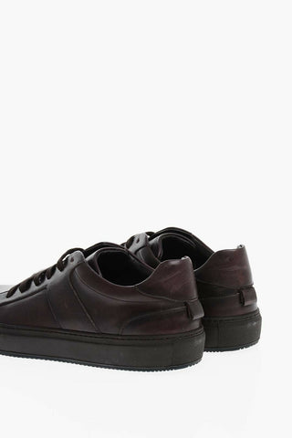 Lived-in Effect Leather Low-top Sneakers