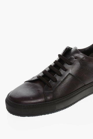 Lived-in Effect Leather Low-top Sneakers