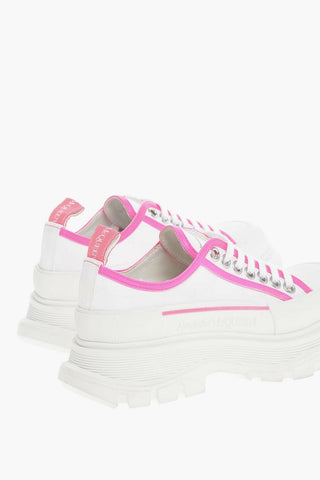 Sneakers Allacciate in Canvas con Dettagli Fluo