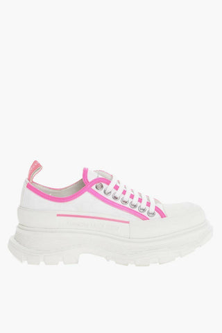 Sneakers Allacciate in Canvas con Dettagli Fluo