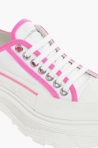 Sneakers Allacciate in Canvas con Dettagli Fluo