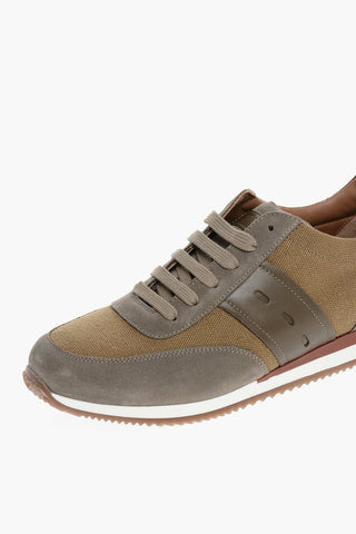 Sneakers Basse in Suede e Tessuto