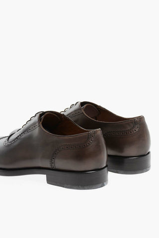 Derby Brogue Leather Shoes with Leather Sole