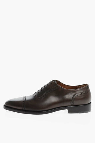 Derby Brogue Leather Shoes with Leather Sole