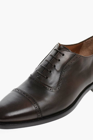 Derby Brogue Leather Shoes with Leather Sole
