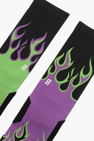 롱 양말 FLAME 콘트라스트 프린트