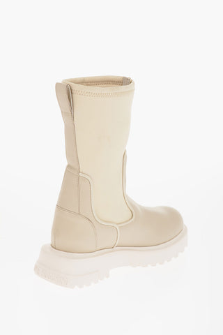 LOVE Leather and Fabric Boots with Contrasting Print Heel 4cm