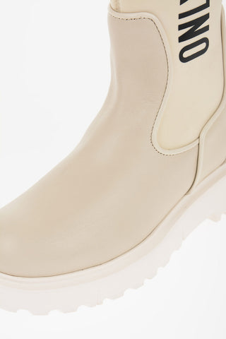 LOVE Leather and Fabric Boots with Contrasting Print Heel 4cm