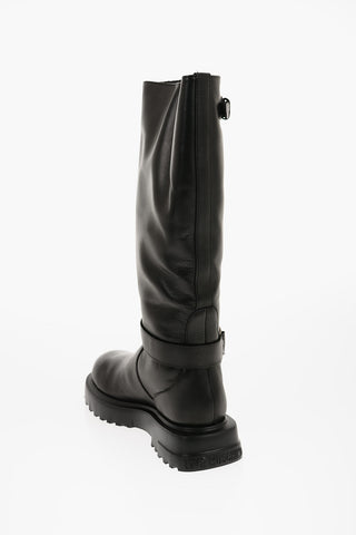 LOVE Leather Boots with Silver Heart Shape Details