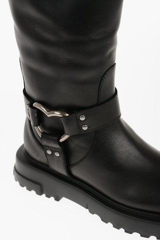 LOVE Leather Boots with Silver Heart Shape Details