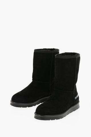 LOVE Solid Color Boots with Faux Fur Lining