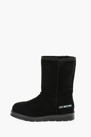 LOVE Solid Color Boots with Faux Fur Lining