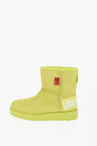 LOVE Solid Color Ankle Boots with Faux Fur Lining