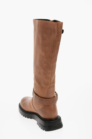 LOVE Leather Boots with Silver Heart Shape Details