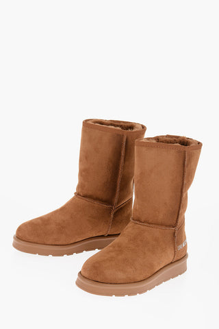LOVE Solid Color Ankle Boots with Faux Fur Lining