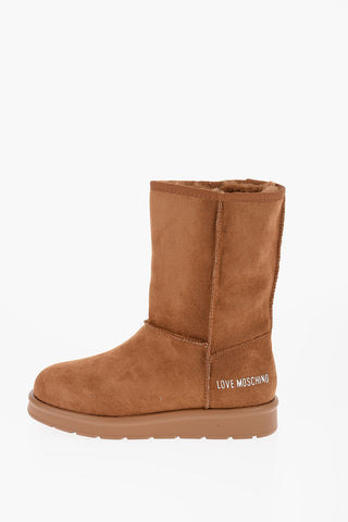 LOVE Solid Color Ankle Boots with Faux Fur Lining