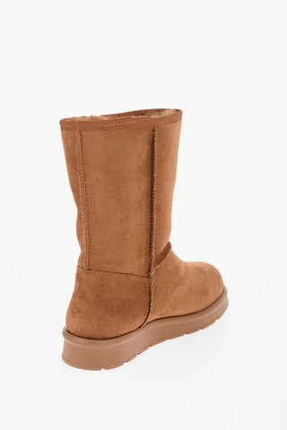 LOVE Solid Color Ankle Boots with Faux Fur Lining