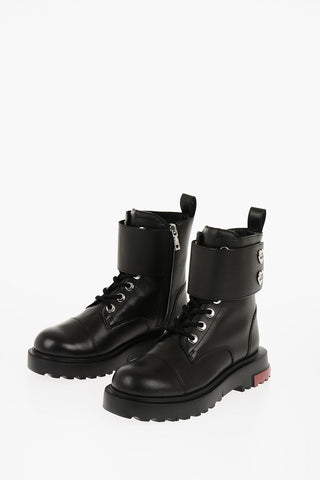 LOVE Leather Combat Boots with Logo Charm