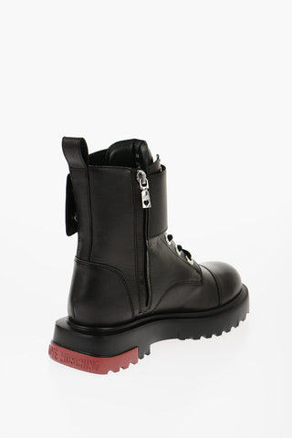 LOVE Leather Combat Boots with Logo Charm
