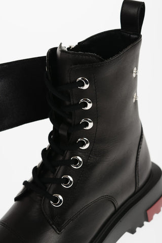 LOVE Leather Combat Boots with Logo Charm