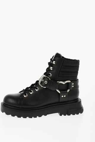 LOVE Anfibi in Pelle con Dettagli Argentati