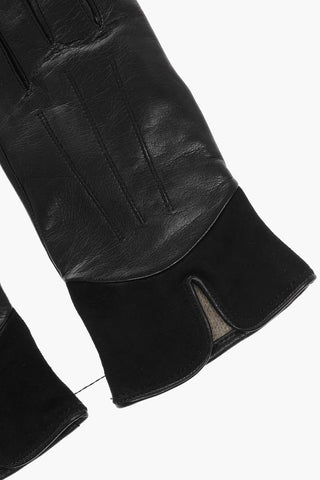 Leather Gloves with Suede Details