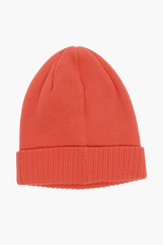 Beanie in Tinta Unita con Risvolto a Coste