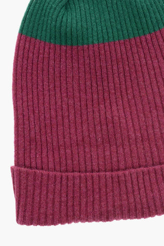 Beanie Bicolore a Costine in Lana D'Agnello