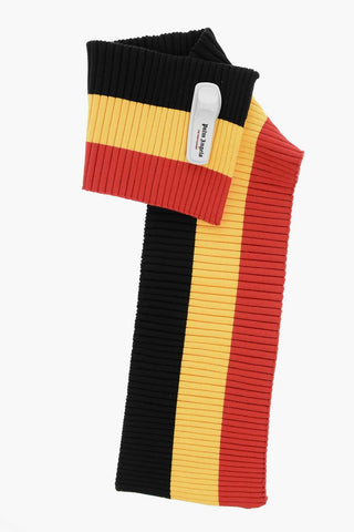 Color Block Ribbed Scarf with Contrasting Detail