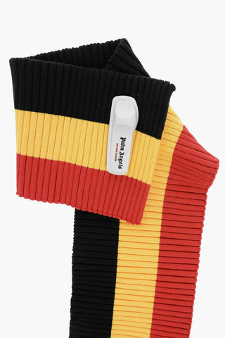 Color Block Ribbed Scarf with Contrasting Detail