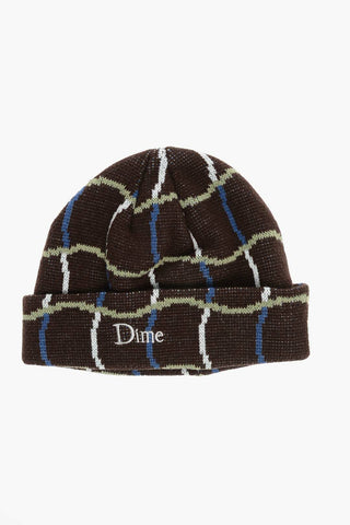 Beanie a Quadri Ondulati con Logo Ricamato