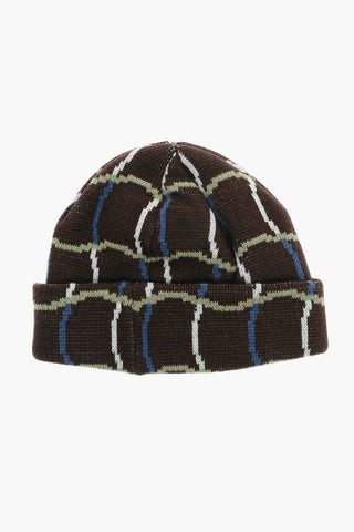 Beanie a Quadri Ondulati con Logo Ricamato