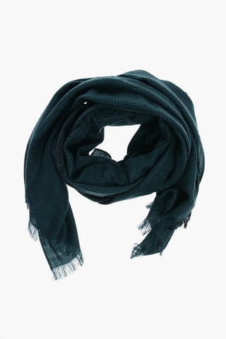 Houndstooth Motif Lambswool Scarf