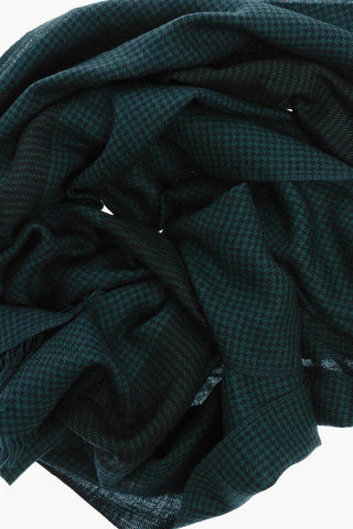 Houndstooth Motif Lambswool Scarf