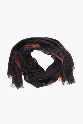 Houndstooth Motif Lambswool Scarf