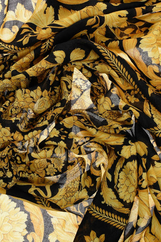 Wool Blend Foulard with Baroque Motif