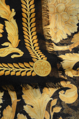Wool Blend Foulard with Baroque Motif