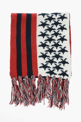 Striped Wool Scarf with Fringes