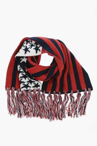 Striped Wool Scarf with Fringes