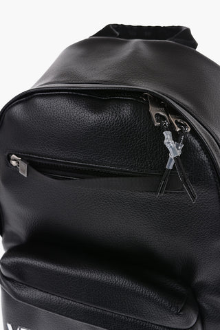 JEANS COUTURE Textured Faux Leather Backpack with Silver-Tone Logo