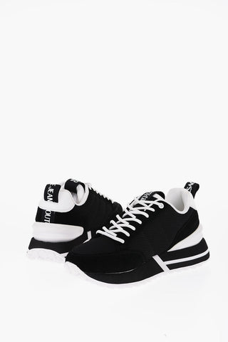 JEANS COUTURE Sneakers Basse in Suede e in Mesh con Suola Bicolore