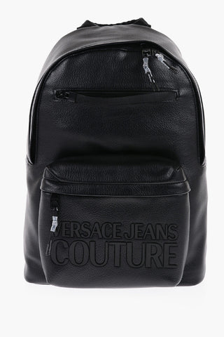 JEANS COUTURE Textured Faux Leather Backpack with Embossed Logo