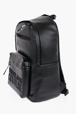 JEANS COUTURE Textured Faux Leather Backpack with Embossed Logo