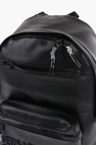JEANS COUTURE Textured Faux Leather Backpack with Embossed Logo