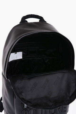JEANS COUTURE Textured Faux Leather Backpack with Embossed Logo