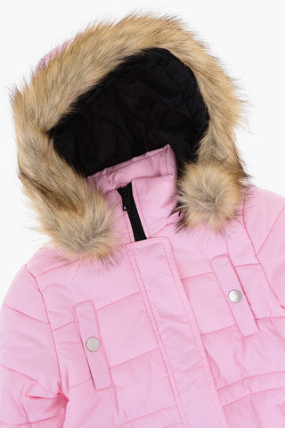 RED TAG Silver-Buttons JPARK Padded Jacket with Faux Fur
