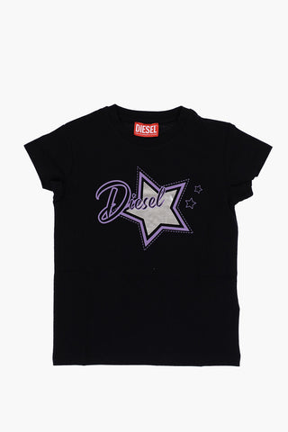 RED TAG T-shirt Girocollo TSTAR in Cotone con Stampa Argentata
